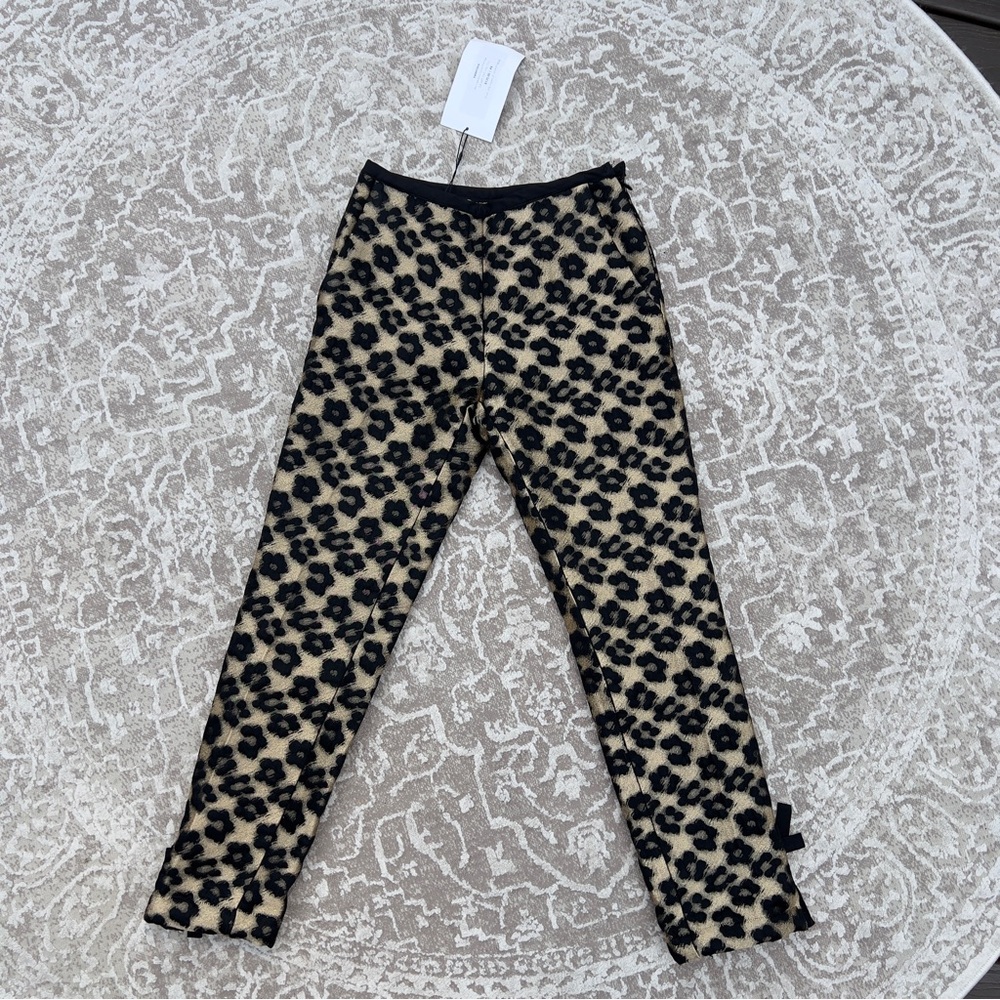 Valentino Black and Tan Leggings Geometric Pattern